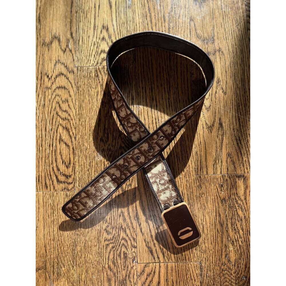 Christian dior Vintage Monogram Trotter Print Logo Brown Belt 70 26-30 in 70s